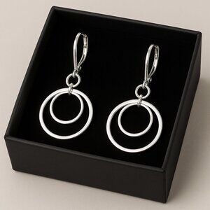 Sterling Silver Dangle Drop Earrings on Lever Back Clasp